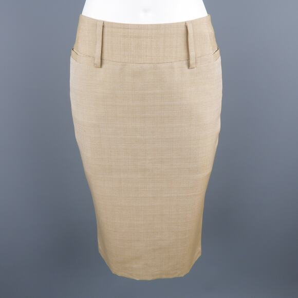 DOLCE & GABBANA Size 2 Beige Silk Pencil Skirt - Picture 1 of 9